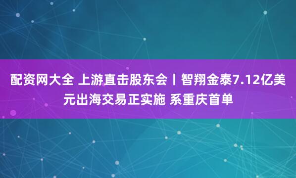配资网大全 上游直击股东会丨智翔金泰7.12亿美元出海交易正实施 系重庆首单